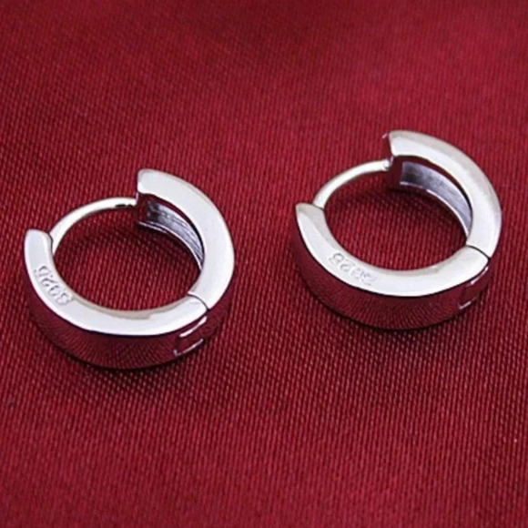 925 Sterling Silver Huggie Hoop Earrings - Picture 4 of 6